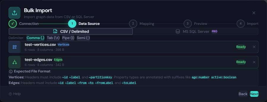 Bulk Import - Data Source Step