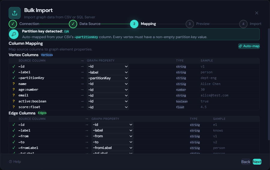 Bulk Import - Column Mapping